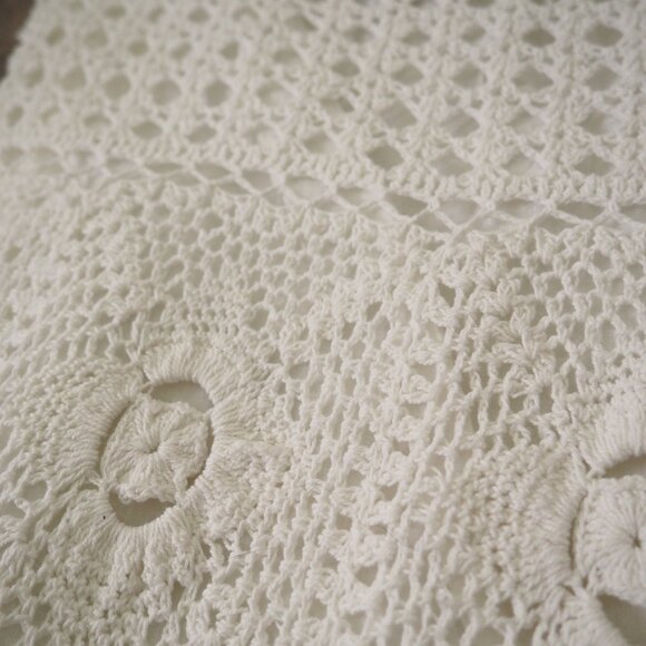 Boston Proper hippie Boho White Crochet drawstring stretch waist Skirt sz M - Picture 8 of 8